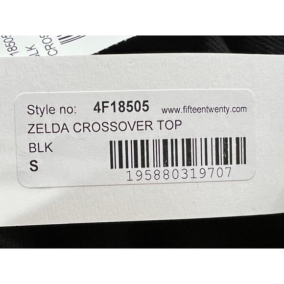 FIFTEEN TWENTY TOP WOMENS SIZE SMALL ZELDA FITTED CROSSOVER STRETCH BLACK NEW - Picture 13 of 14